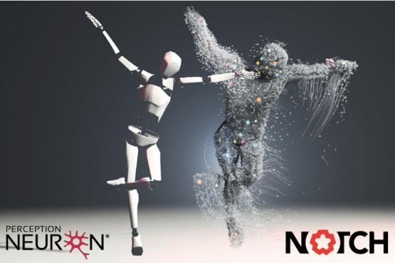 Perception Neuron motion capture technology and Notch VFX real-time graphics software.